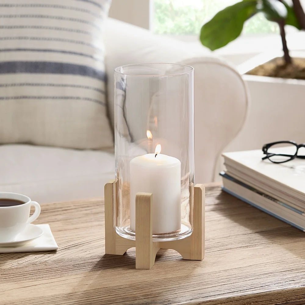 large-glass-hurricane-candle-holder-with-wooden-stand-home-office-table-centerpiece-indoor-decoration