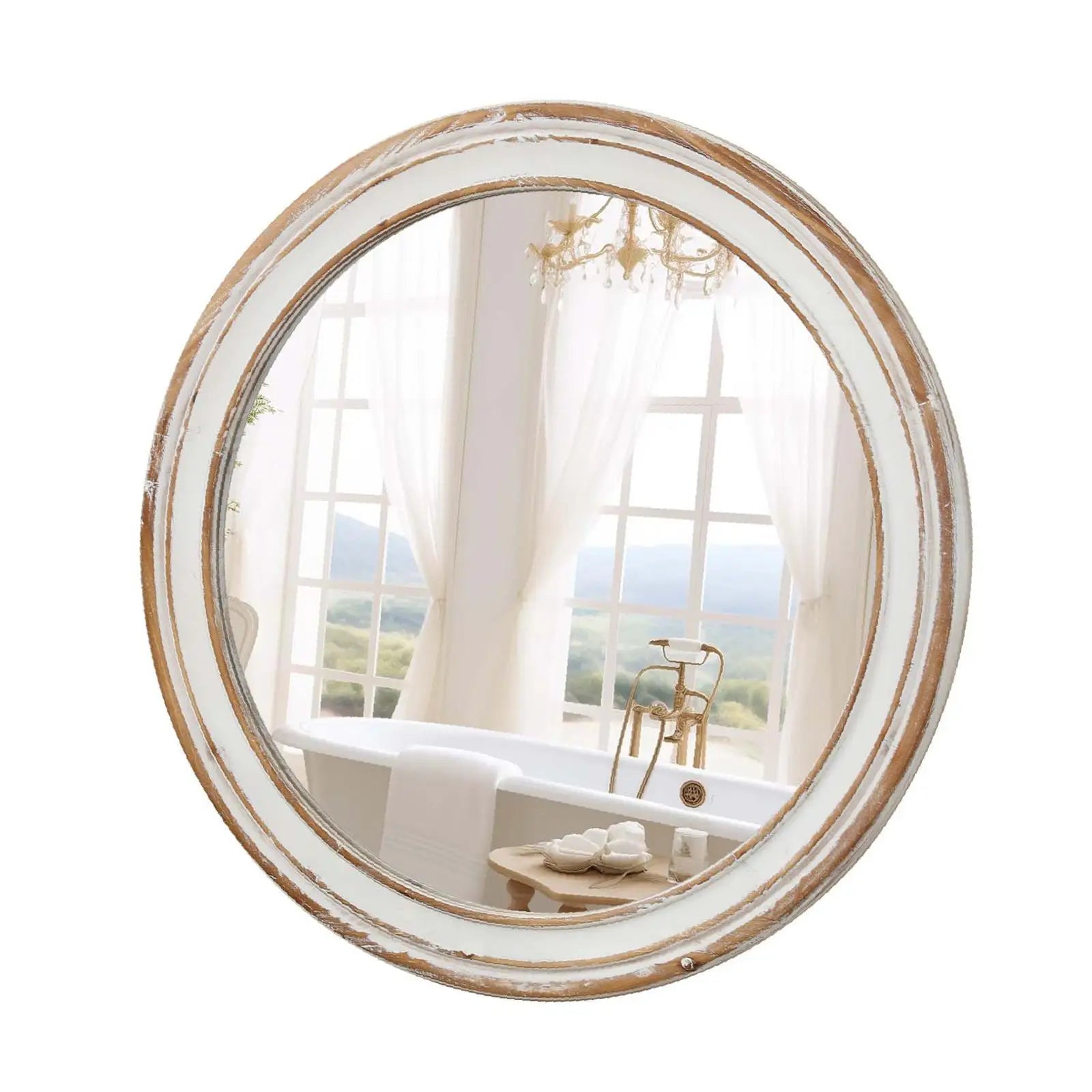 Premium 23.62’’ mirror with whitewash edge for entryway bedroom or kitchen - united states