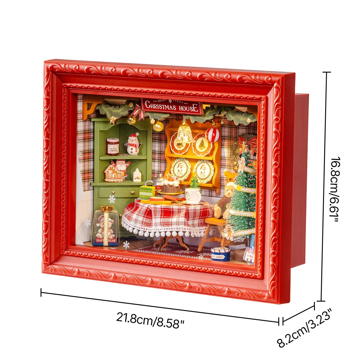 Rolife christmas eve party 3d led diorama snap together wooden puzzle kit for wall tabletop festive home decor gift