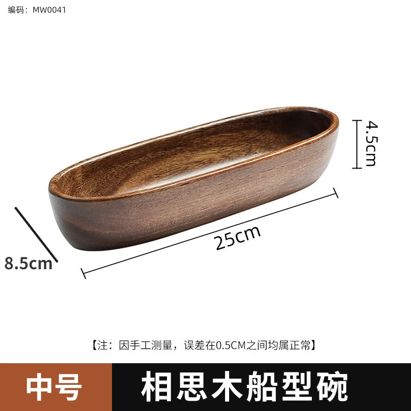 Solid wood tray acacia premium kung fu tea small fruit snacks nuts dessert plate desktop storage tableware - f