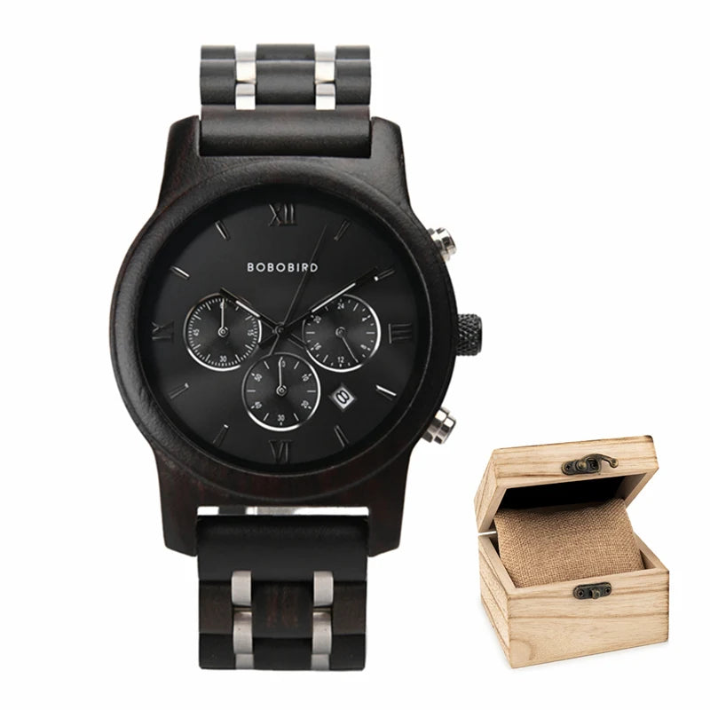 Bobo bird wooden men watch relogio masculino quartz watches timepieces in gift box drop ship - p19-1 / china