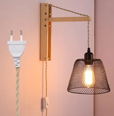 Led wall lamp nordic bedside iron wood lights practical adjustable reading study lighting new home decors sconces - 1pc