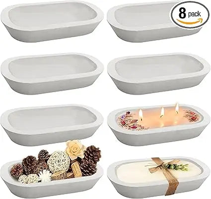 Wooden dough bowls set of 8 rustic paulownia wood vintage style ideal for candles 9.5 x 5.5 inches - united states