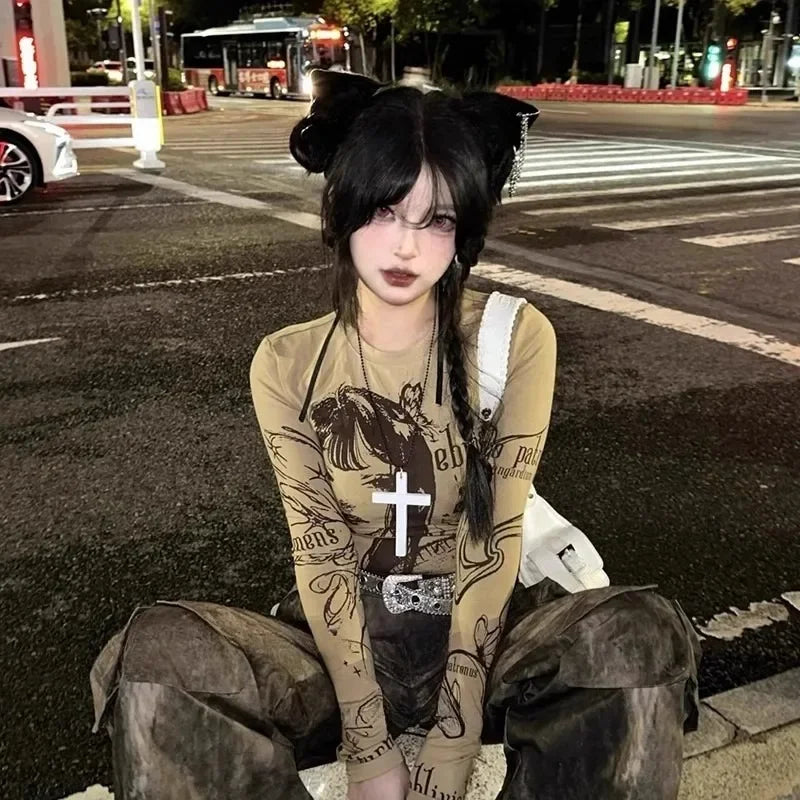 New gothic cool y2k wood cross pendants necklaces unisex black white red hip hop charm chain choker necklace fashion