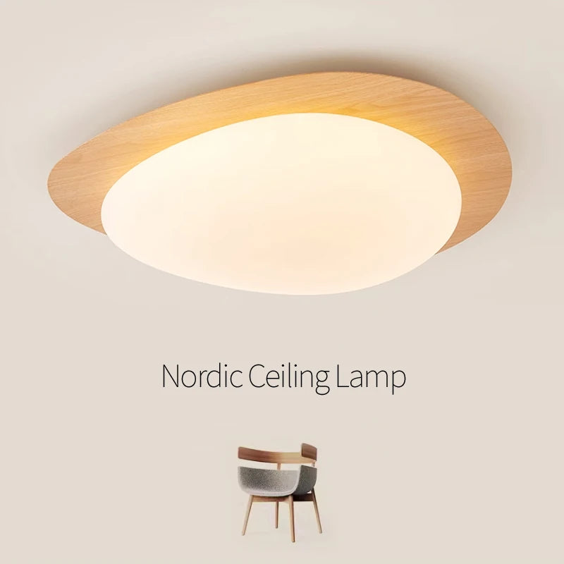 Bedroom light nordic original wood grain color ceiling modern minimalist and creative led restaurant book room lighting
