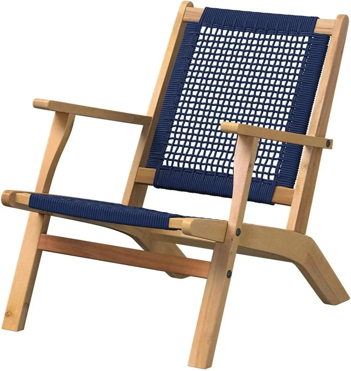 Vega natural stain outdoor chair acacia wood construction woven web seat mid-century design comfortable reclining