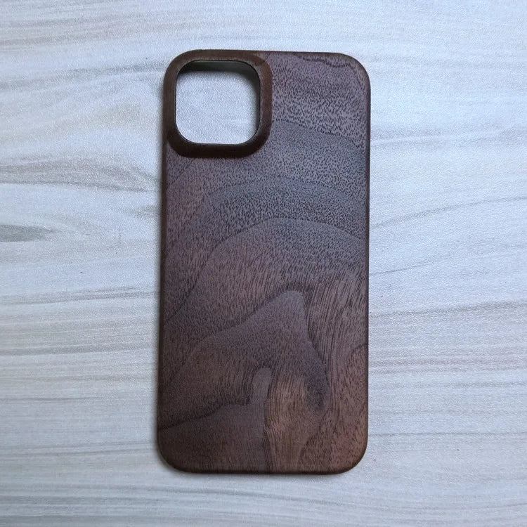 For iphone 16 pro walnut cherry wood rosewood bamboo wooden back cover phone case 14 15 max 16plus - walnut
