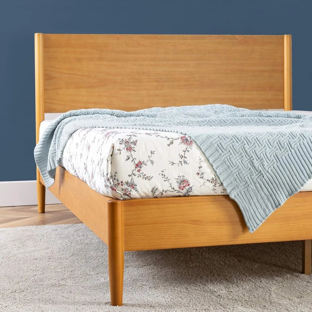 Hot-sell! Mid century wood platform bed frame solid foundation slat support no box spring needed,easy assembly -new