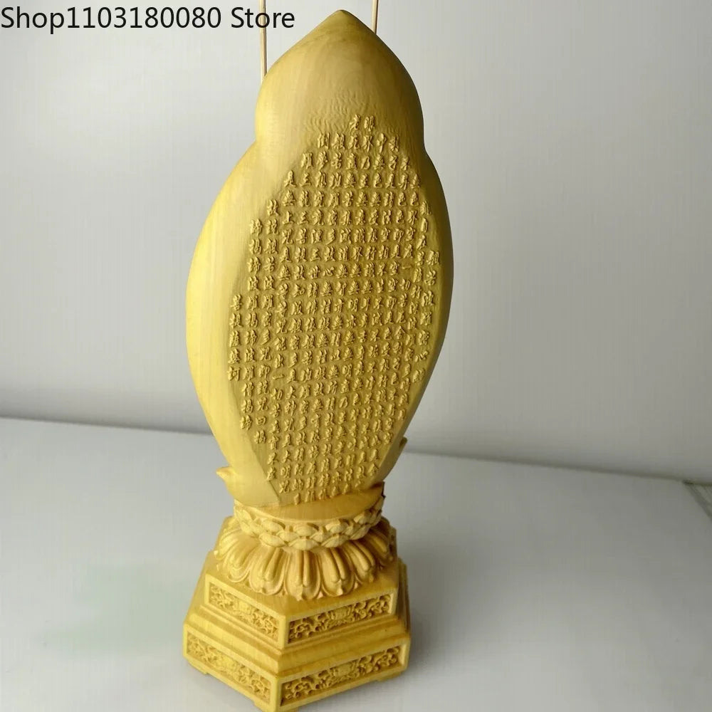 20cm boxwood carving heart sutra thousand-hand kwan-yin guanyin buddha statue large size wooden - h20cm - religious