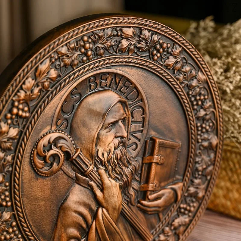 High quality retro saint benedict statue catholic icon religious figure church decor desktop ornament - (christian)