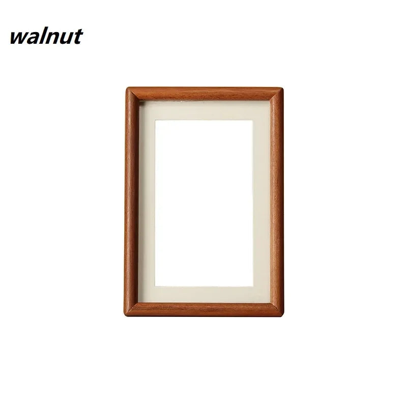 Solid wood round corner picture frame walnut and golden sandalwood minimalist design tabletop home decor - 19.2x14.2cm