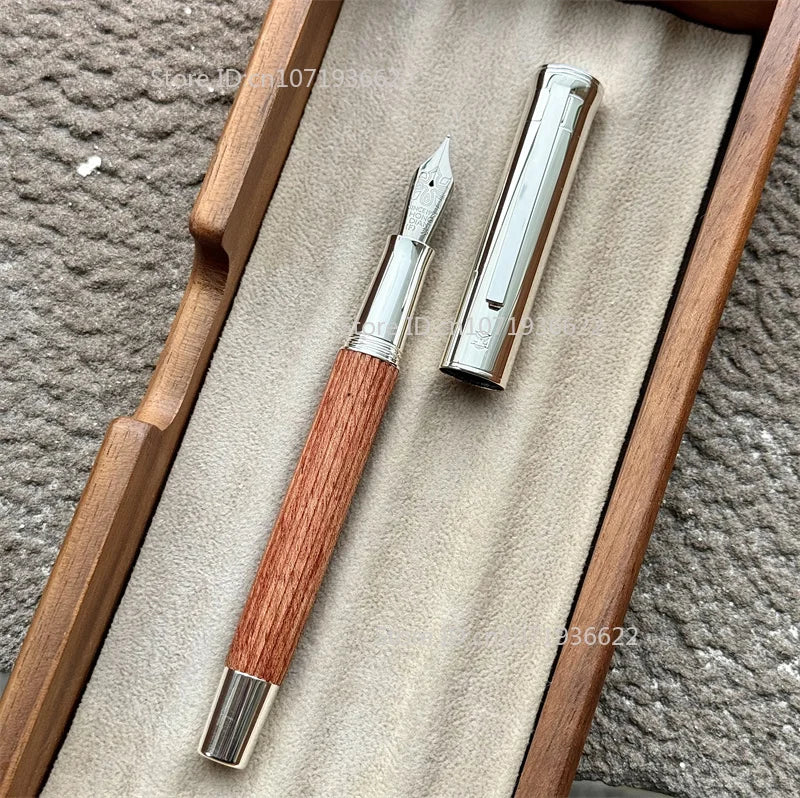 Lovely hongdian 1866 balck wood fountain pen soft elastic 6# blade nib writing ink school office supplies gifts pens