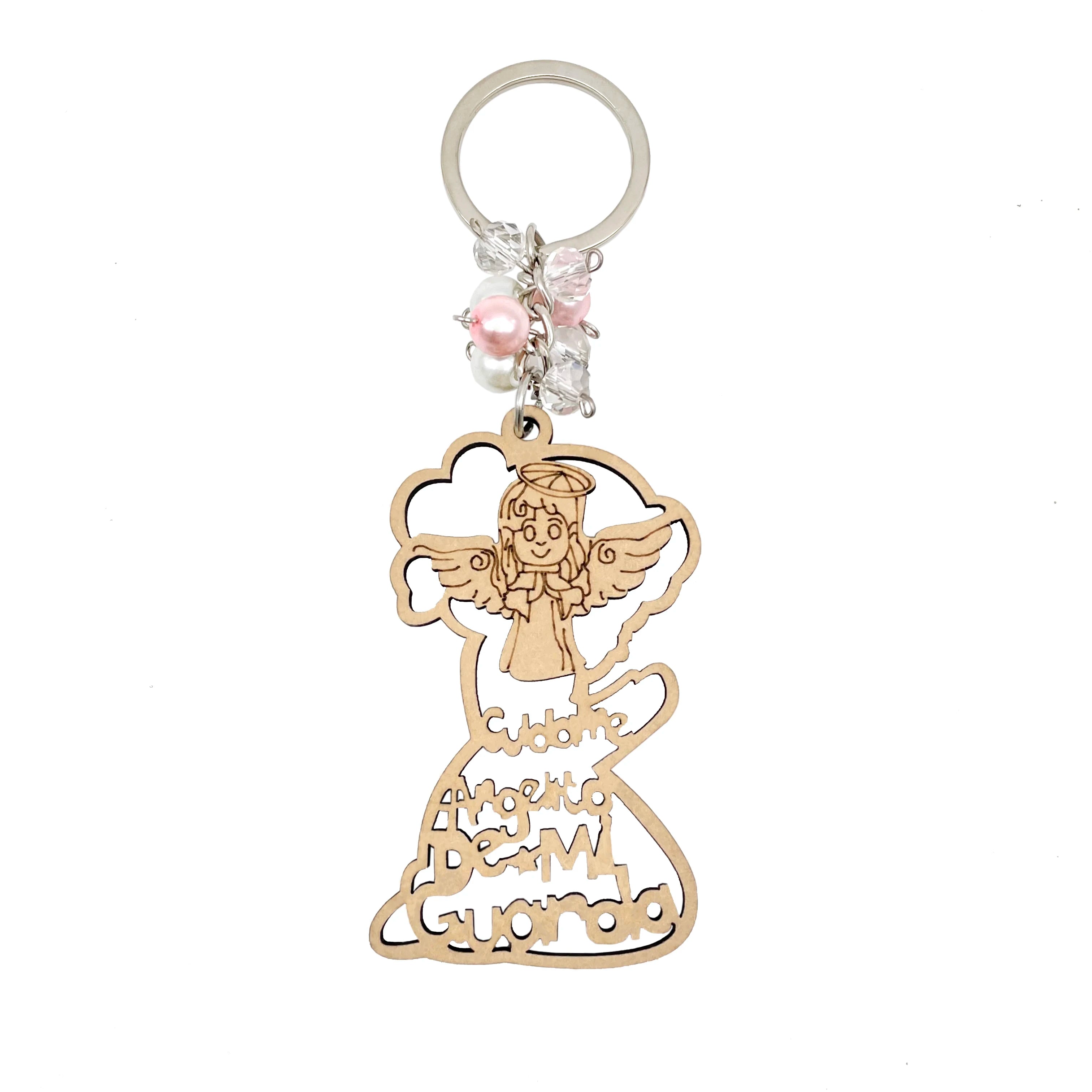 12pcs baptism guardian angel girl & boy wood keychain recuerdos de bautizo first communion christening favor - united