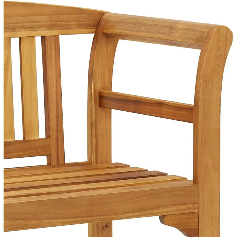 Solid acacia wood outdoor patio bench with engraved rose design for comfortable indoor and seating - brown / united