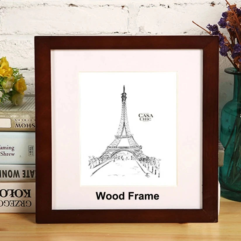 Wooden nature square picture frame,plexiglass include poster photo frames for wall hanging frame 30x30 35x35cm - dark