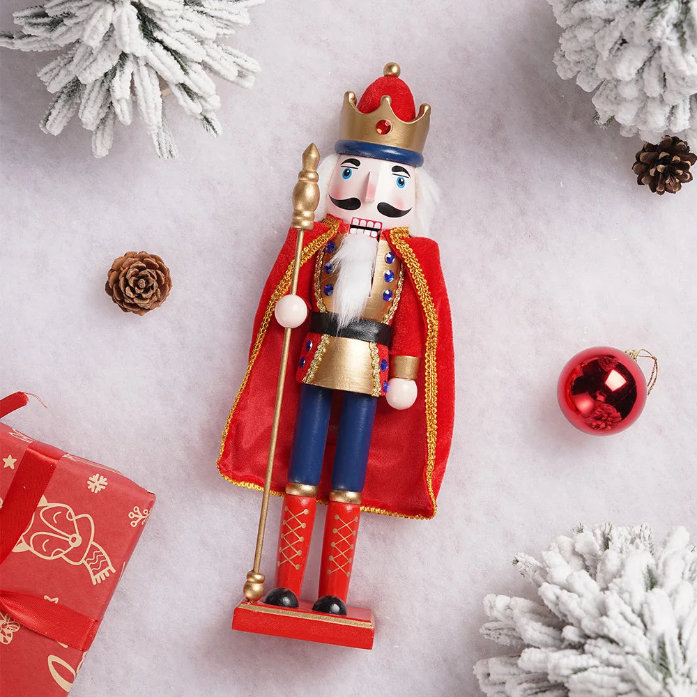 38cm king nutcracker soldier with cloak wooden puppet christmas decor holiday gift home office decoration festive