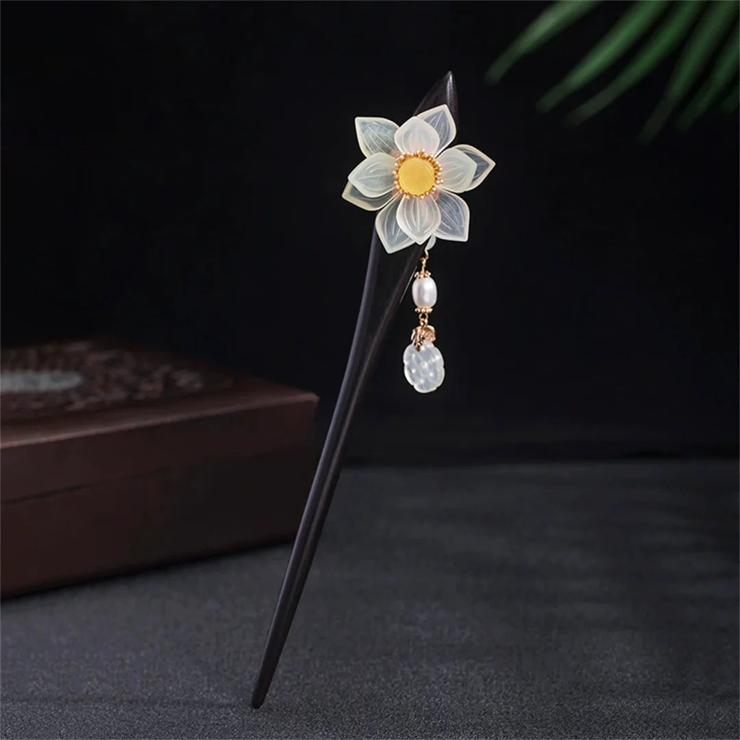 s925-pure-silver-womens-men-hairpin-retro-ebony-wood-jade-lotus-flower-blossom-chinese-style-hanfu-hair-accessories-jewelry