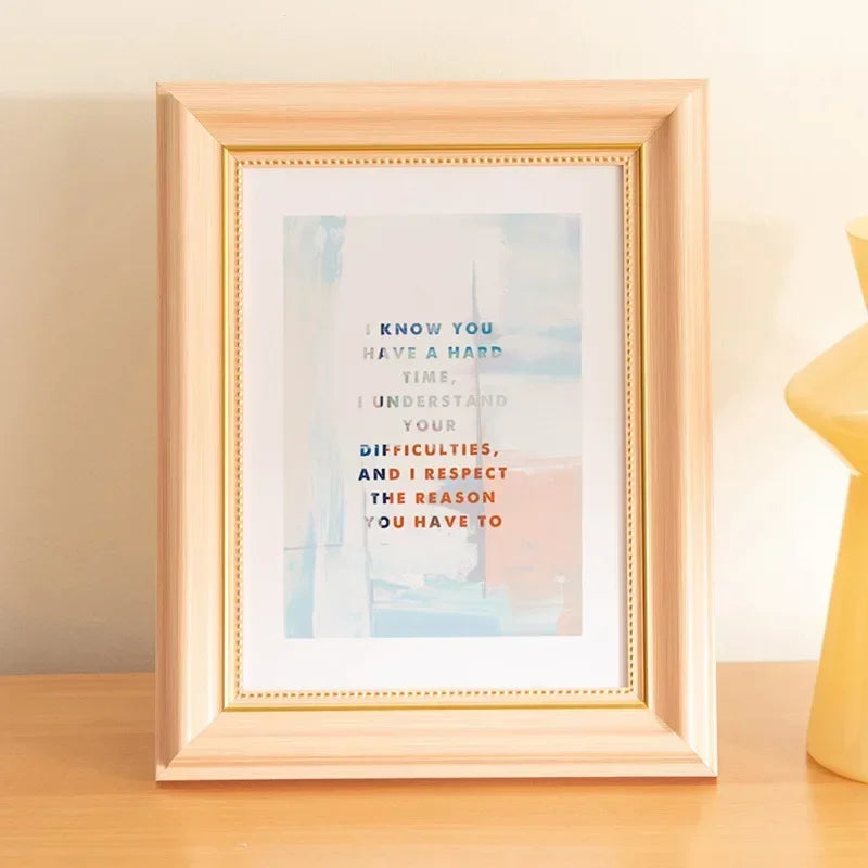 Wooden photo frame stand for kids picture wall hanging living room decor a4 art elegant wood home 6 inch - e