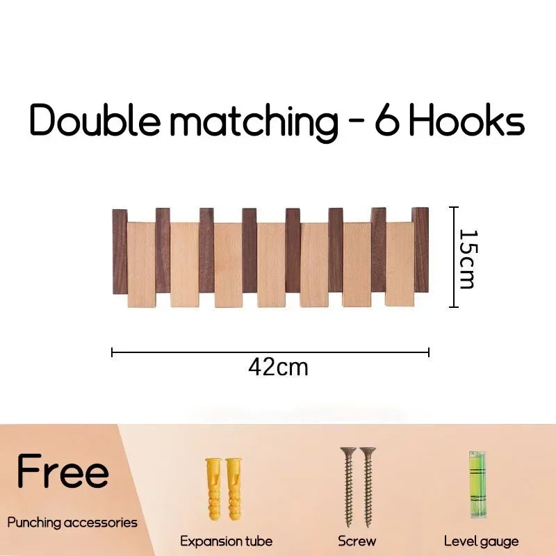 Black walnut coat rack wall mounted solid wood clothes hooks hallway entrance door hanger home decor ds furniture