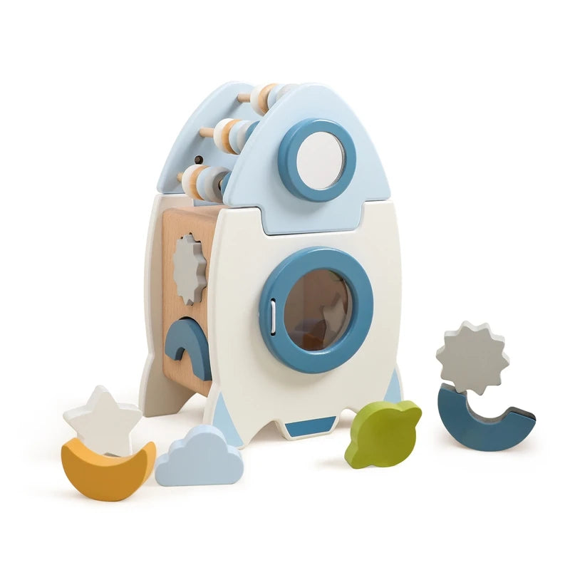 Wooden educational toys baby stacked toy characters pretend to play room decoration kid building block game - 1