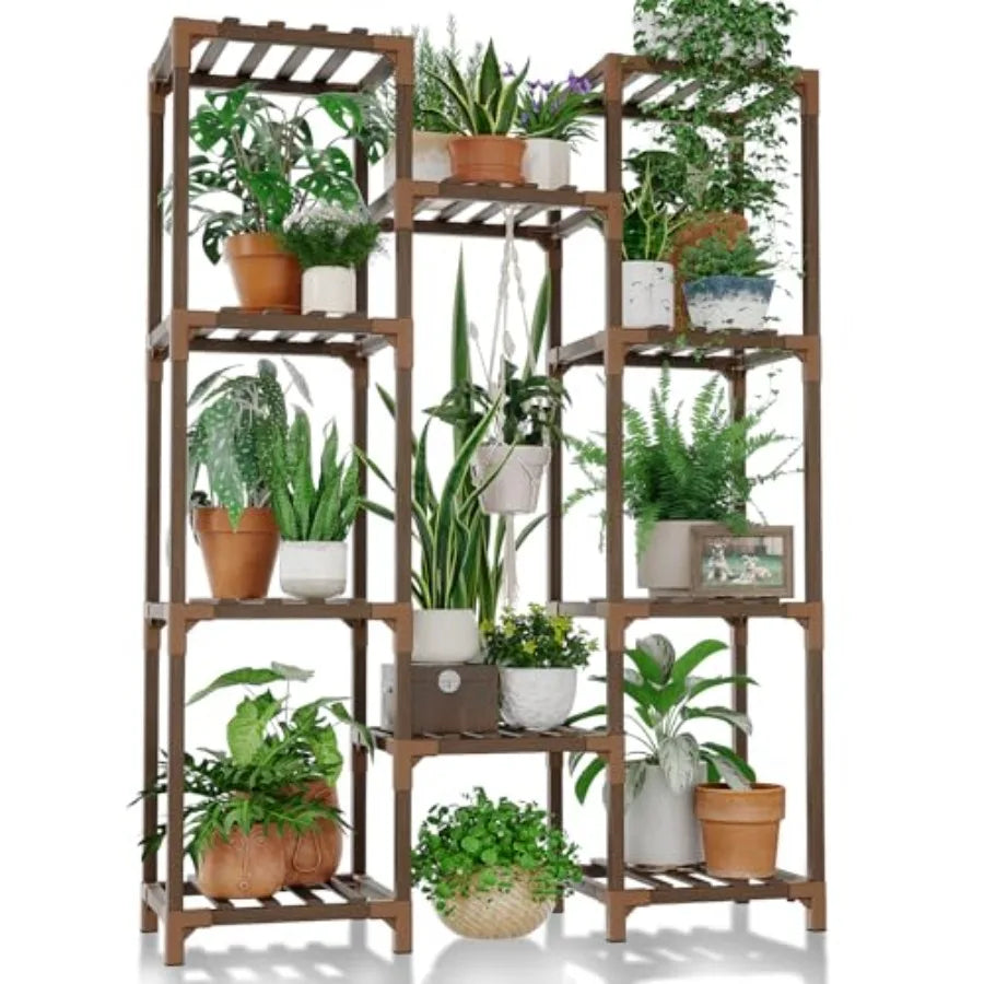 Bamworld plant stand indoor outdoor tall shelf for multiple plants pots wood flower large holder living - united states
