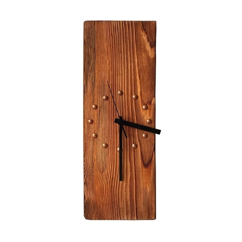 Solid wood wall clocks vintage silent clock nordic rectangle minimalist hanging living room decorative accessories
