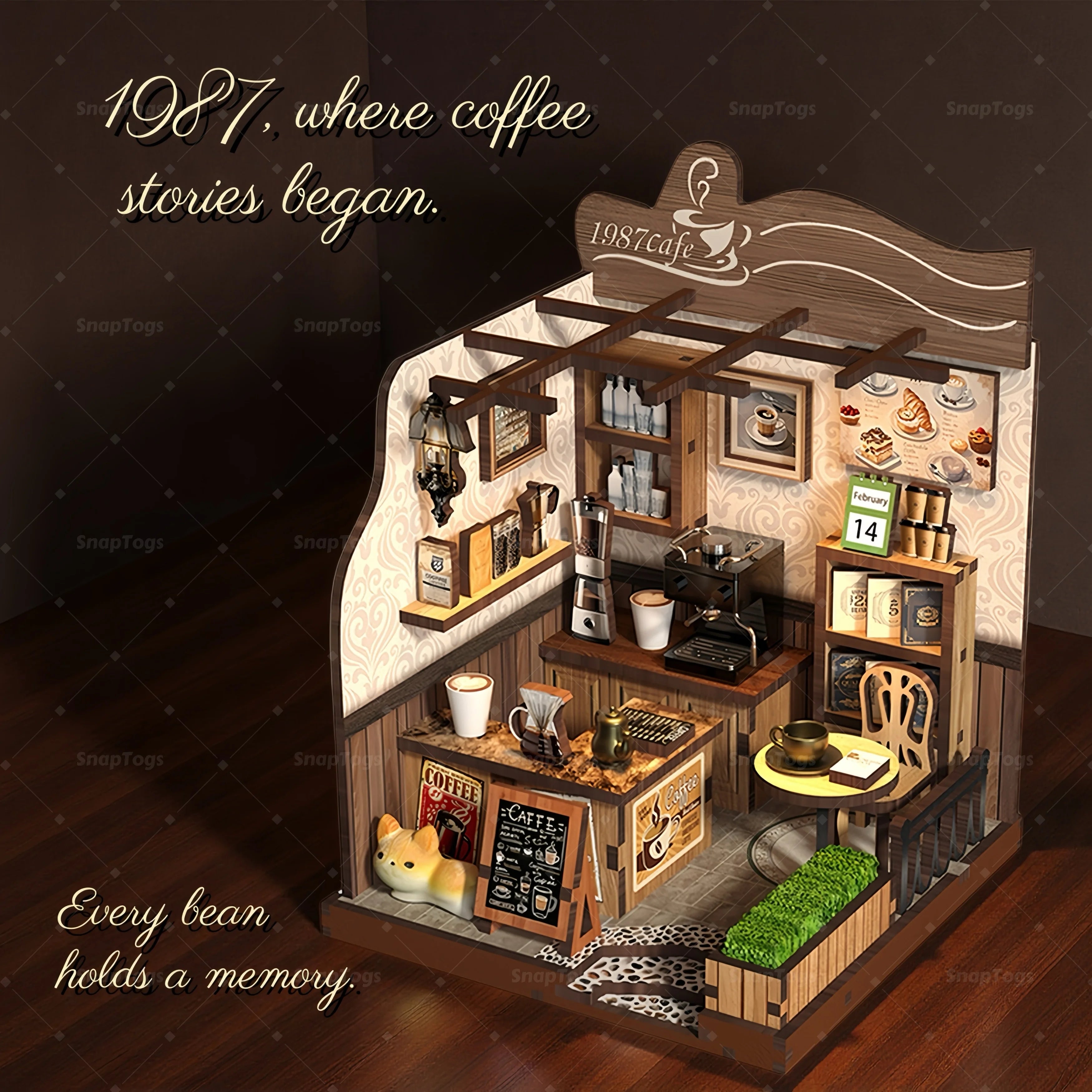 Snaptogs booknook coffee house diy miniature elegant casual design cafe atmosphere ideal for relaxing & networking