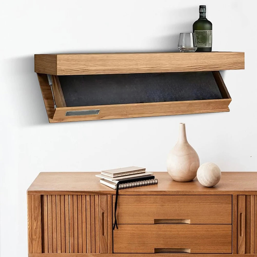 Wooden concealed floating shelf with secret compartment storage rack wall-mounted hidden shelves for book wine plants