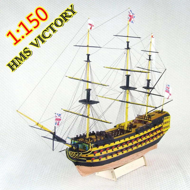 Diy handmade assembly ship 21’’ wooden sailing 3d victory boat model gift - onesize