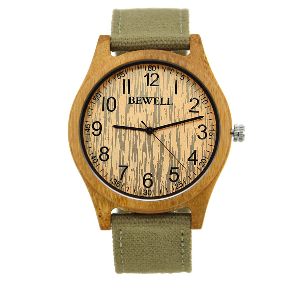 Unisex wooden watch - altenberg model handmade from 100% natural bamboo with quartz movement - lightweight analog