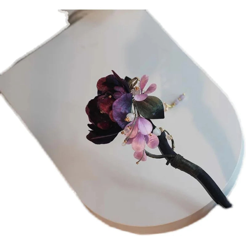 Original intangible cultural heritage edelweiss hairpin high-end new chinese ancient style tassel sandalwood hair