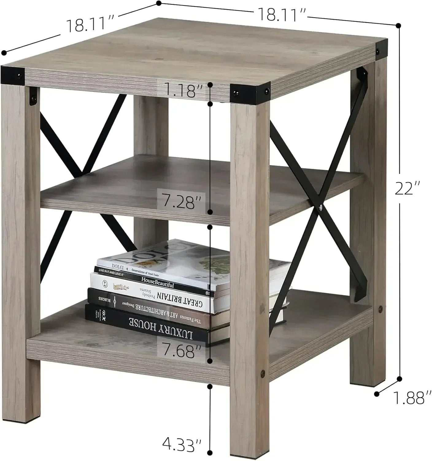 Customizable-farmhouse end tables living room set of 2 side table rectangular nightstand sofa for bedro - united states