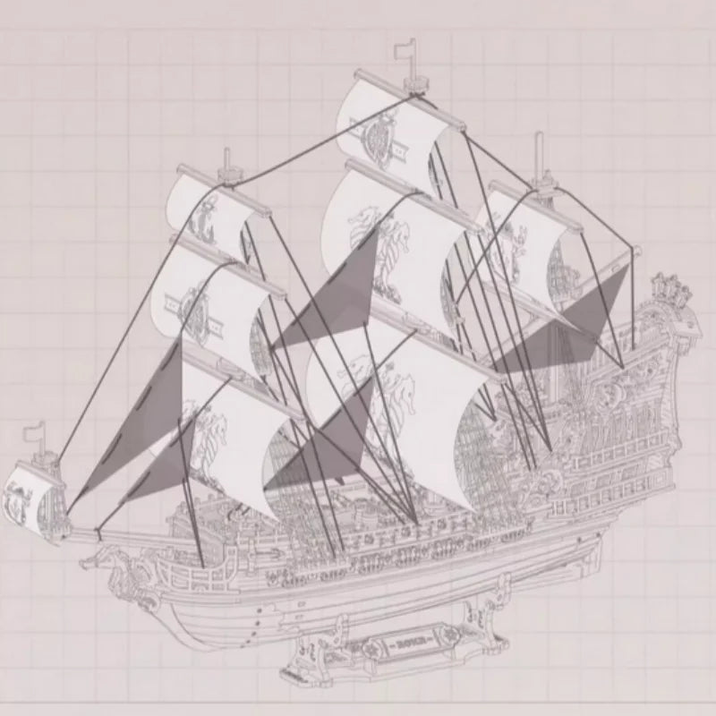 Robotime rokr wooden seahouse barque model kit 3d puzzle build home desk decoration gift for teens and adults