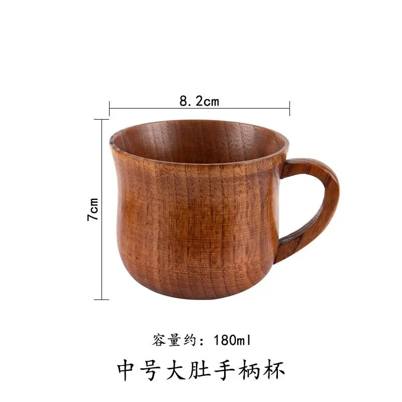 Wooden big belly cups handmade jujube wood handle beer tea coffee milk water cup kitchen bar drinkware for 1pc - medium