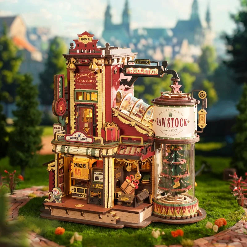 Robotime rokr 3d wooden puzzle cuckoo clock kit/dream gift factory/book nook kits diy model kit kids adults christmas