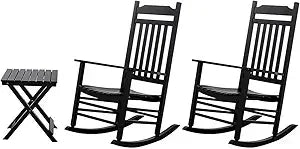 Patio rocking chairs furniture white wooden outdoor rockers set of 2 porch for audlt indoor outside balcony garden