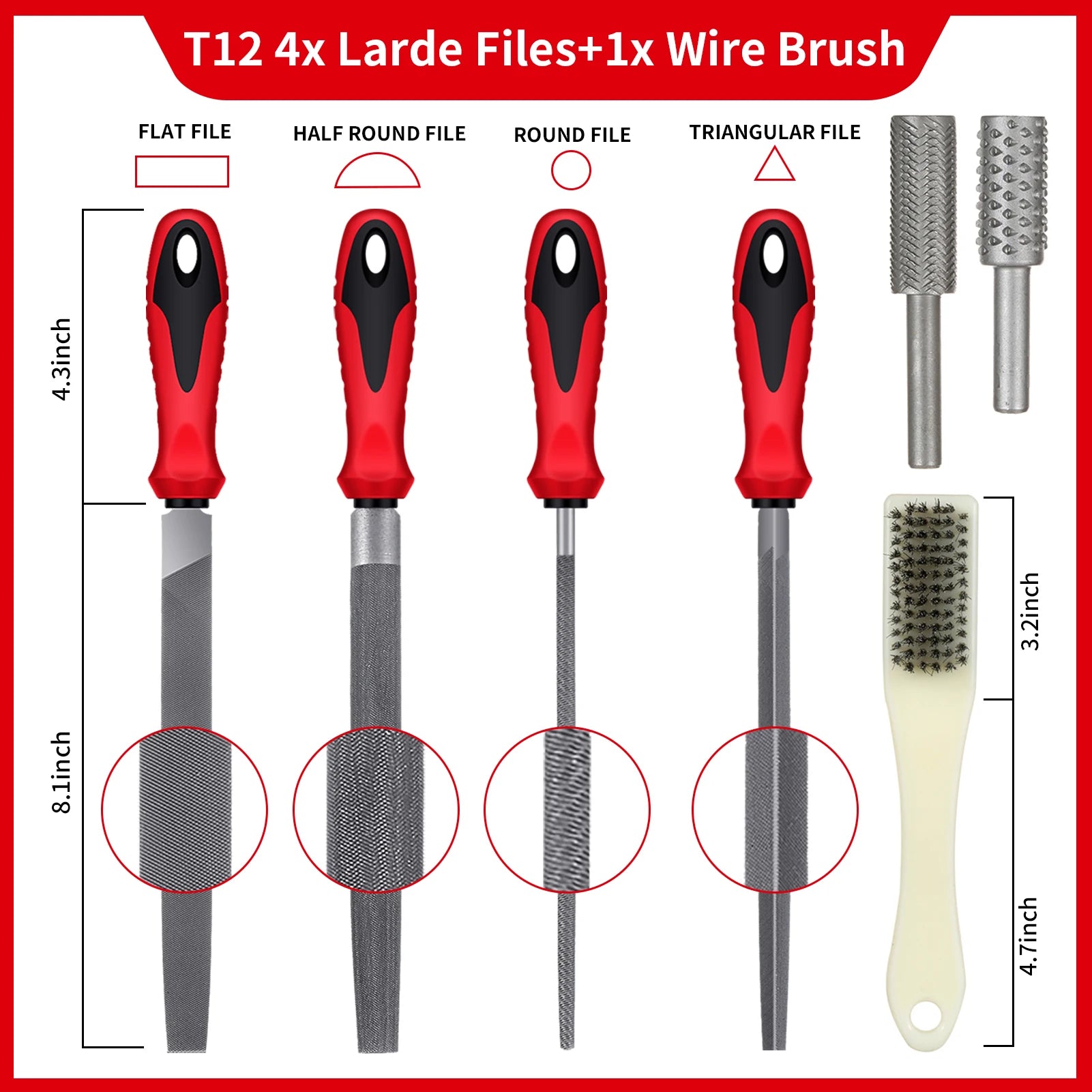 57pcs metal & wood file rasp set,grade t12 forged alloy steel half-round/round/triangle/flat 4pcs large tools 14pcs
