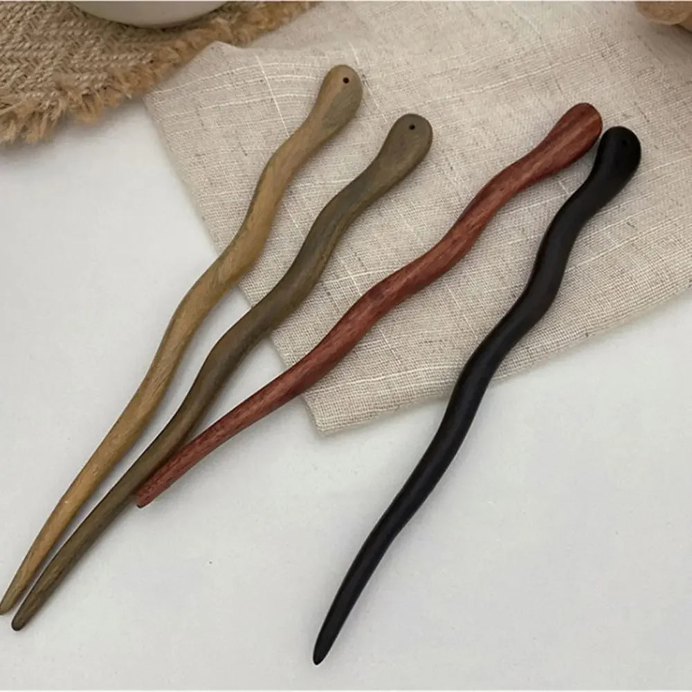 Chinese style elegant wood hair stick for women girl hairpins simple fork vintage hanfu cheongsam headwear accessories