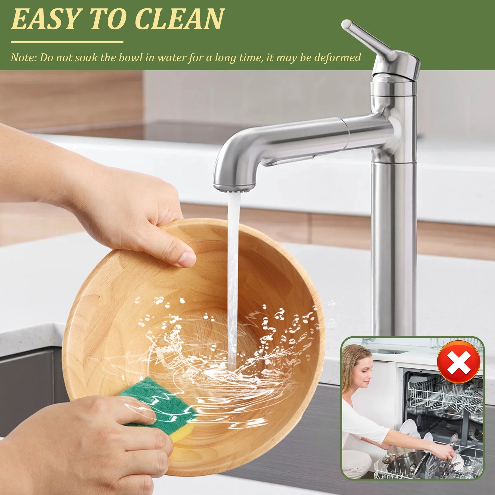 Japanese wooden bowls salad bowl multipurpose soup solid wood retro medium and large noodles pasta ramen - 2pcs / china