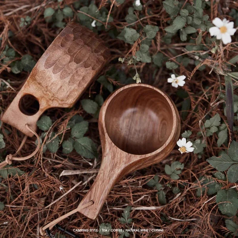 Wooden finland mug creative outdoor camping travel cup nordic style handmade milk coffee bar beer mugs