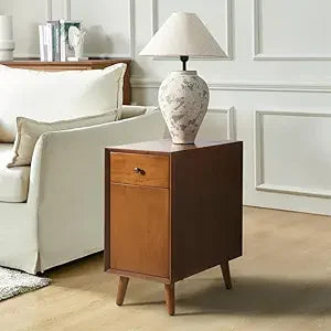 Side table with drawers and charging station modern end usb ports outlets wooden night stand s - acorn / united states