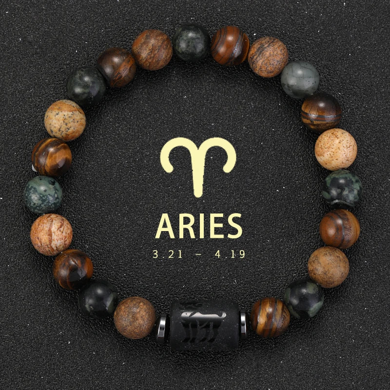 12 zodiac bracelets natural stone cancer virgo leo libra bracelet couples friendship gifts jewelry pulsera hombre