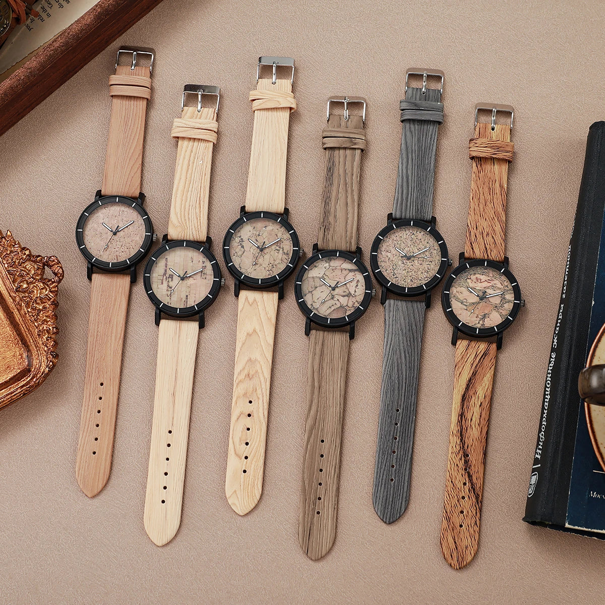 Fashion women watches casual wooden leather strap quartz wristwatches ladies clock reloj mujer