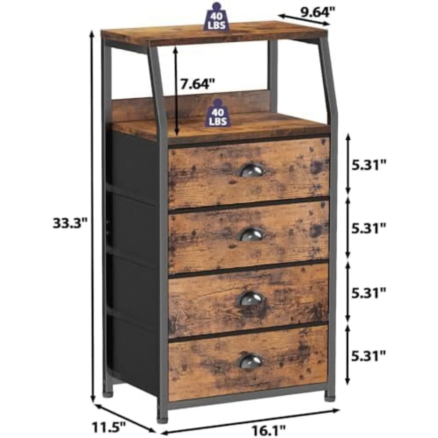 Night stand tall 4 drawers dresser for bedroom hallway nursery closet organizer nightstand bedside table furniture