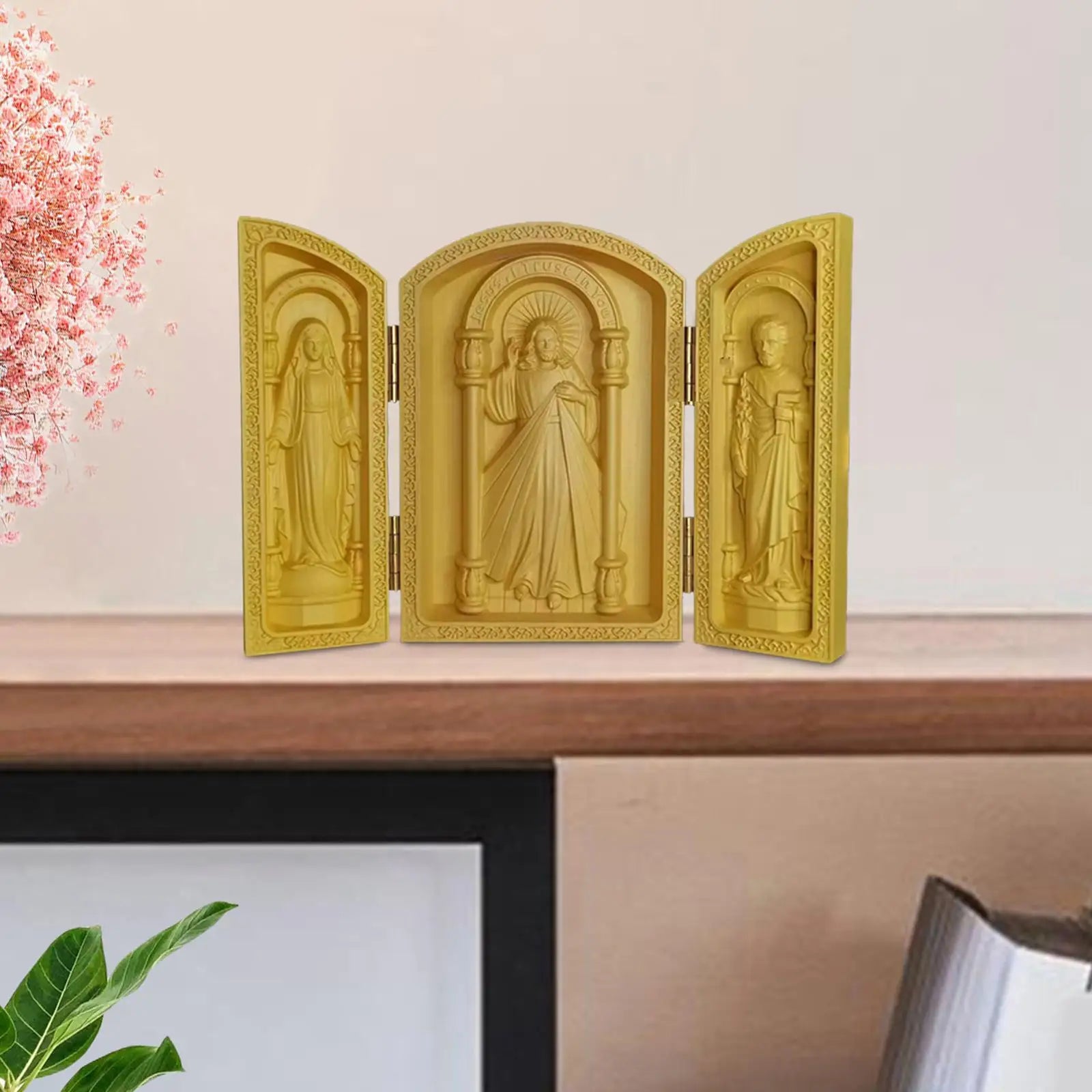 Holy figurine wood carving ornament catholic religious collection statues decorative for shelf office chapel decoration