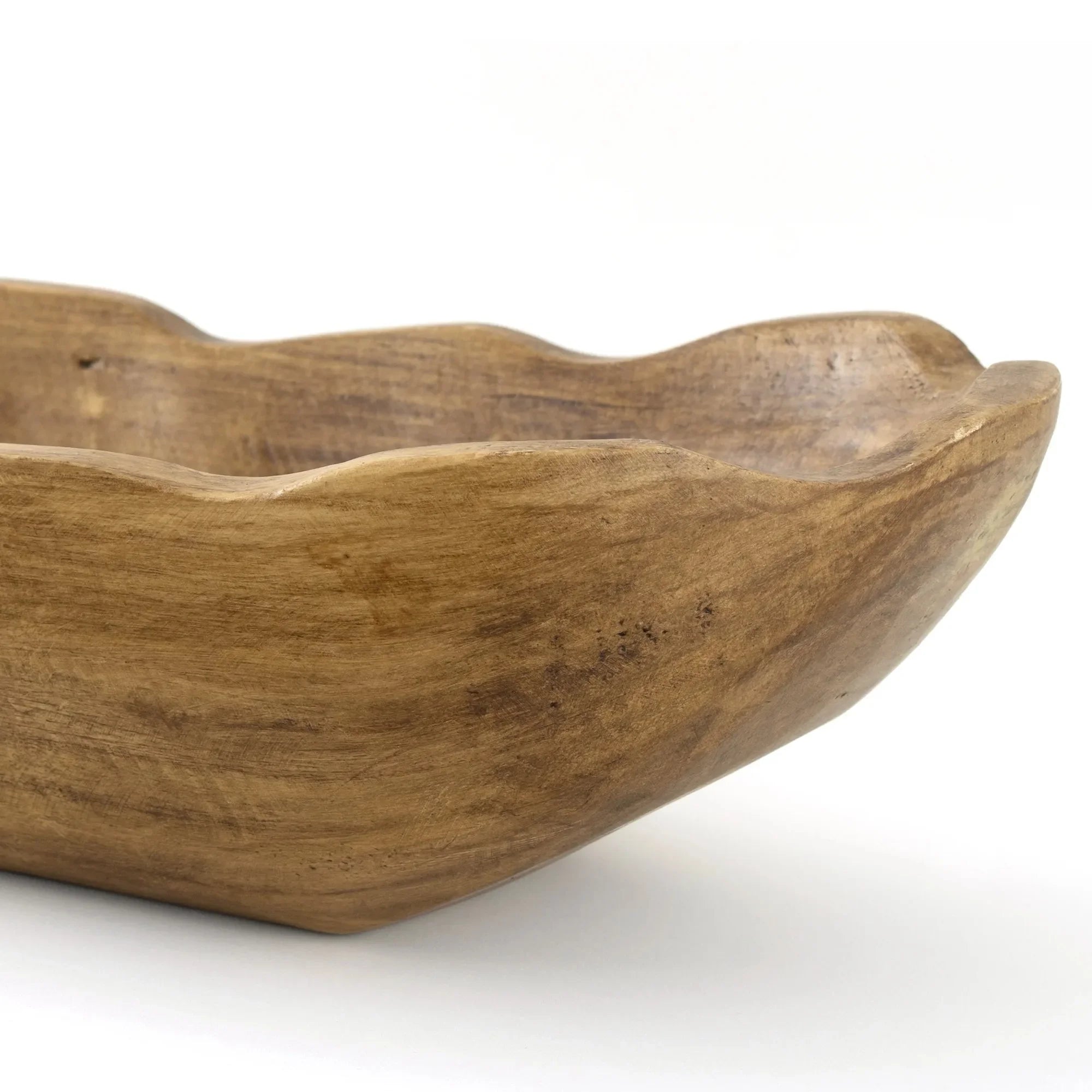 Indoor carved mid-tone brown wood decorative dough bowl - united states