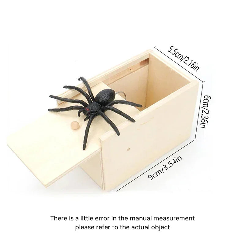 Trick spider funny scare box wooden hidden quality prank fun game friend office toys - decorative