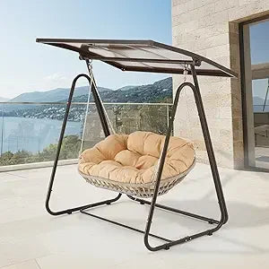 Patio wooden porch swing bench for courtyard & garden heavy duty 800 lbs chair with hanging chains outdoors yar