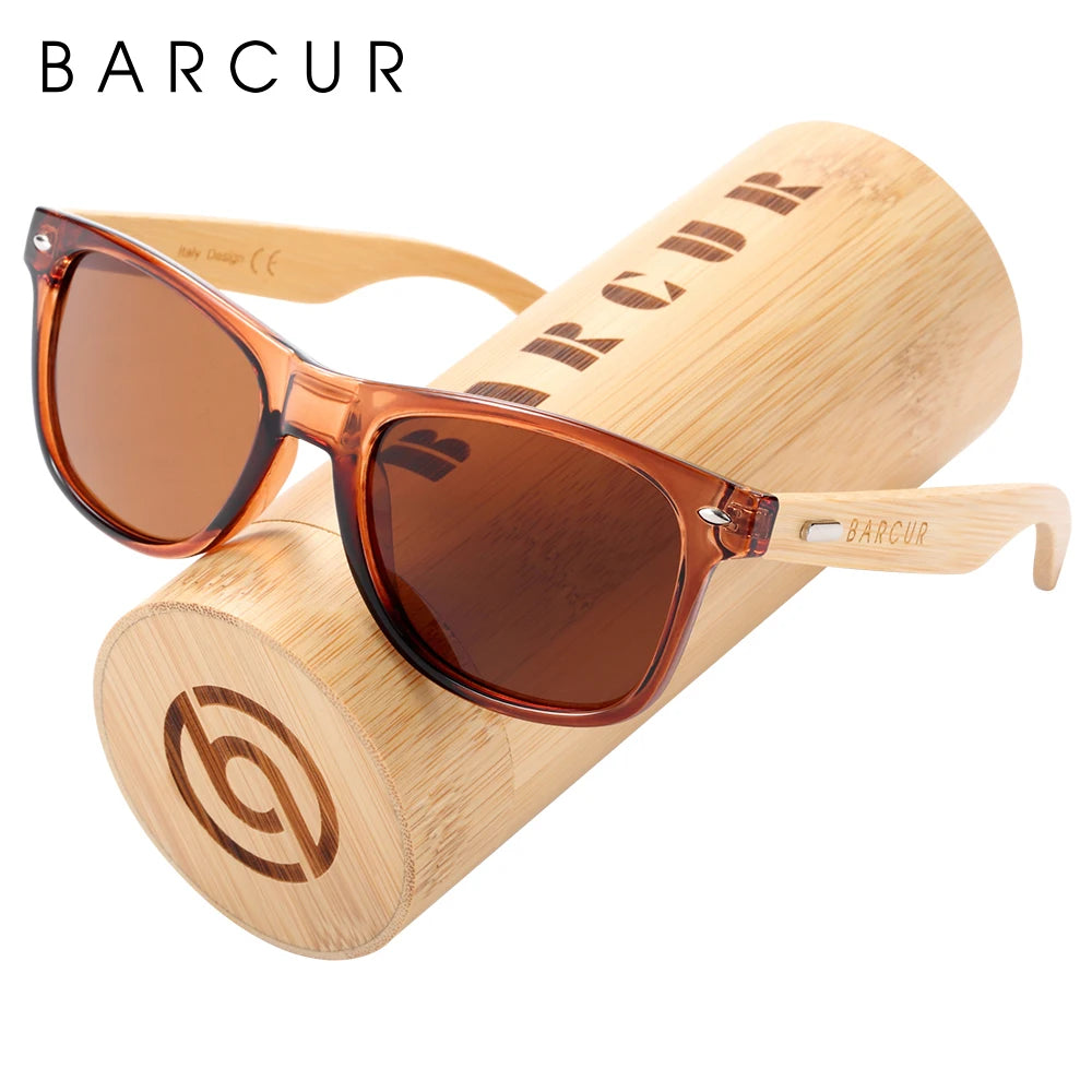 Barcur polarized bamboo sunglasses men wooden sun glasses women brand original wood uv400 oculos de sol - tea 1 / china