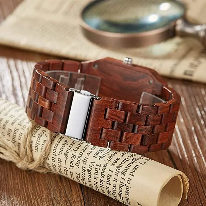 Square creative simple wood quartz watch mens top luxury fashion men wooden watches business exquisite gift montre homme